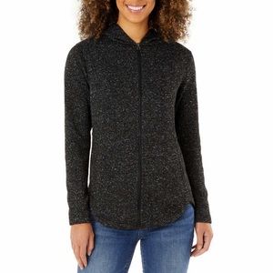 Eddie Bauer Full Zip Jacket Womens Hooded Fleece w/Pockets Heather Black NEW
